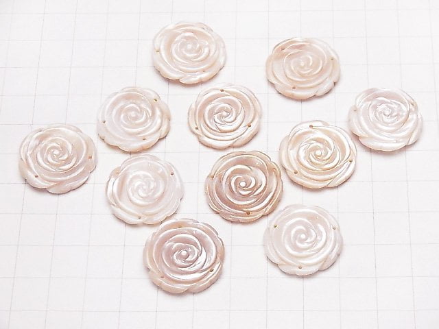 [Video] High Quality Pink Shell Rose 22mm 3 Holes 1pc