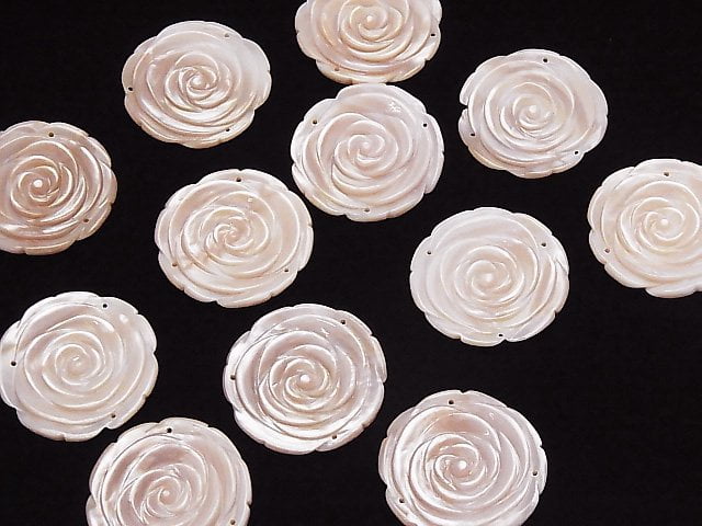 [Video] High Quality Pink Shell Rose 30mm 3 Holes 1pc