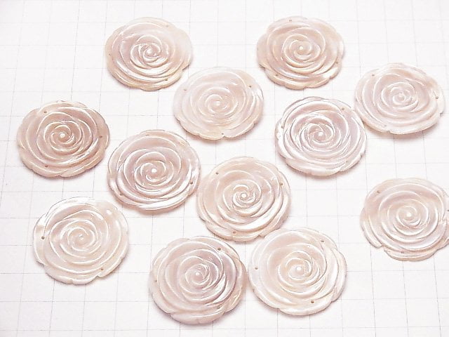 [Video] High Quality Pink Shell Rose 30mm 3 Holes 1pc