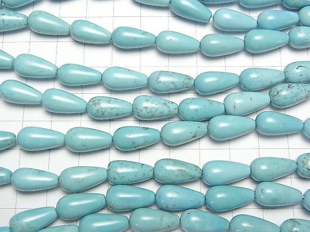 [Video]Magnesite Turquoise Vertical Hole Drop (Smooth) 16x7x7mm 1strand beads (aprx.15inch/36cm)