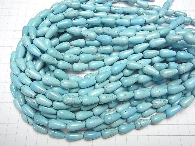 [Video]Magnesite Turquoise Vertical Hole Drop (Smooth) 16x7x7mm 1strand beads (aprx.15inch/36cm)