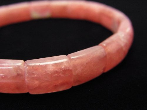 [One of a kind] High Quality Argentina Rhodochrosite AAA 2 Hole Rectangle Bracelet NO.63