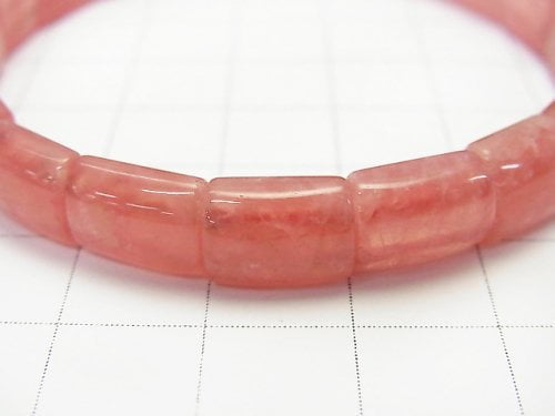 [One of a kind] High Quality Argentina Rhodochrosite AAA 2 Hole Rectangle Bracelet NO.66