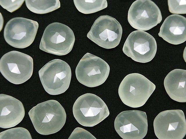 [Video]High Quality Light Green Chalcedony AAA Chestnut Faceted Briolette 10pcs