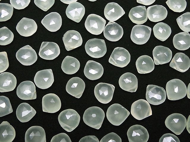 [Video]High Quality Light Green Chalcedony AAA Chestnut Faceted Briolette 10pcs