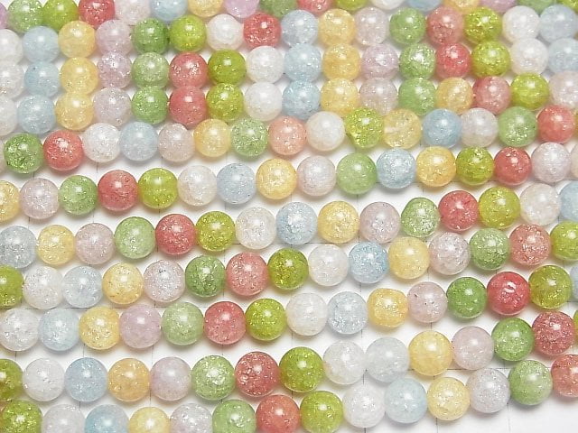 Multicolor Cracked Crystal Round 6mm NO.2 1strand beads (aprx.15inch/36cm)