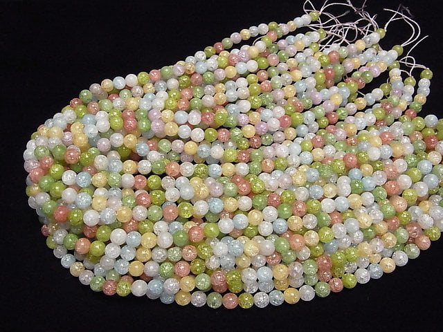 Multicolor Cracked Crystal Round 6mm NO.2 1strand beads (aprx.15inch/36cm)