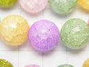 Multi-color Cracked Crystal Round 12 mm NO. 2 half or 1 strand beads (aprx. 14 inch / 35 cm)