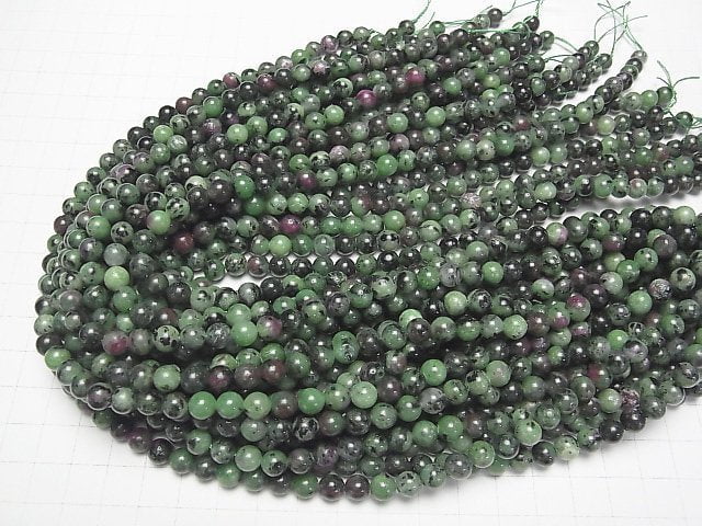 Ruby Inzoisite Round 6mm 1strand beads (aprx.15inch/37cm)