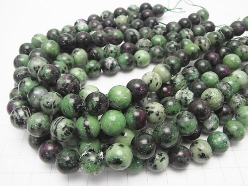 Ruby in Zoisite Round 12 mm half or 1 strand beads (aprx.15 inch / 37 cm)