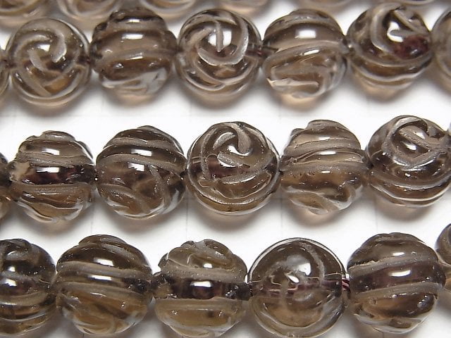 [Video]Smoky Quartz AAA Round Rose Cut 10mm 1/4 or 1strand beads (aprx.15inch/38cm)