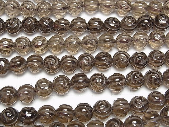 [Video]Smoky Quartz AAA Round Rose Cut 10mm 1/4 or 1strand beads (aprx.15inch/38cm)