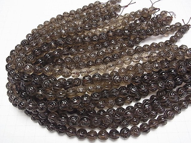 [Video]Smoky Quartz AAA Round Rose Cut 10mm 1/4 or 1strand beads (aprx.15inch/38cm)