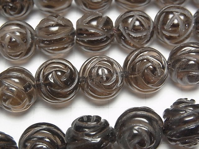 Smoky Quartz AAA Round Rose Cut 12mm 1/4 or 1strand beads (aprx.15inch/38cm)