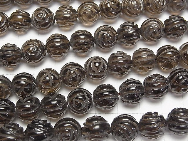 Smoky Quartz AAA Round Rose Cut 12mm 1/4 or 1strand beads (aprx.15inch/38cm)