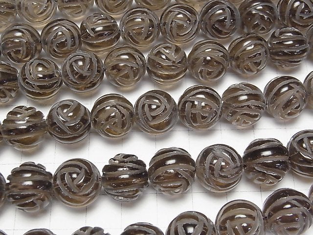 Smoky Quartz AAA Round Rose Cut 14mm 1/4 or 1strand beads (aprx.15inch/36cm)