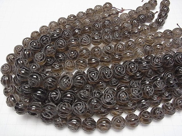 Smoky Quartz AAA Round Rose Cut 14mm 1/4 or 1strand beads (aprx.15inch/36cm)