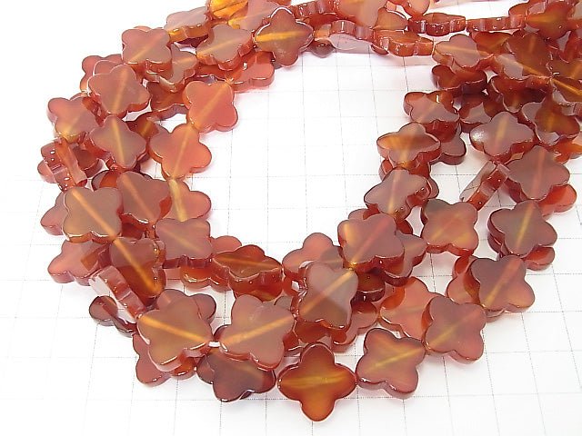 Carnelian AAA- Flower motif 16x16x3.5mm half or 1strand beads (aprx.15inch / 37cm)