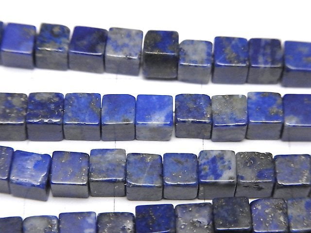 Lapislazuli AA Cube 4x4x4mm 1strand beads (aprx.15inch/38cm)