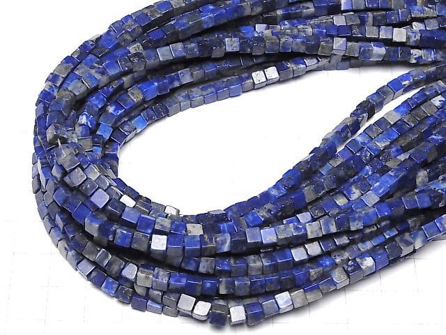 Lapislazuli AA Cube 4x4x4mm 1strand beads (aprx.15inch/38cm)