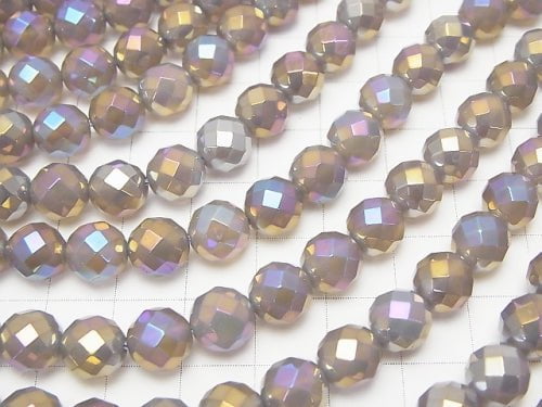 Flash, Gray Onyx 64 Faceted Round 8mm 1strand beads (aprx.15inch/37cm)