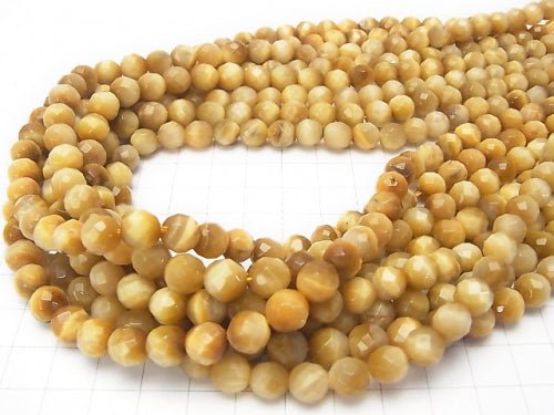 Golden Tiger's Eye AAA 64 Faceted Round 8 mm half or 1 strand beads (aprx.15 inch / 38 cm)