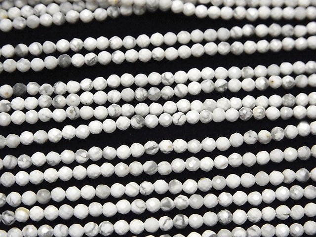 High Quality!  1strand $7.79! Howlite Magnesite  Faceted Round 3mm  1strand beads (aprx.15inch/38cm)