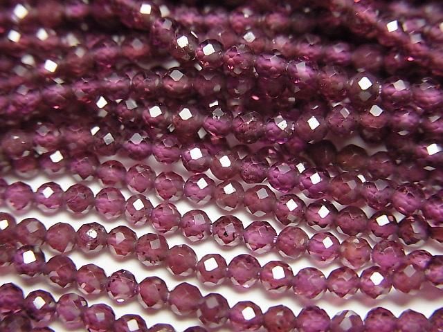 [Video] High Quality! Indian Garnet AAA Faceted Round 2mm 1-strand beads (approx. 15 inches/37 cm)