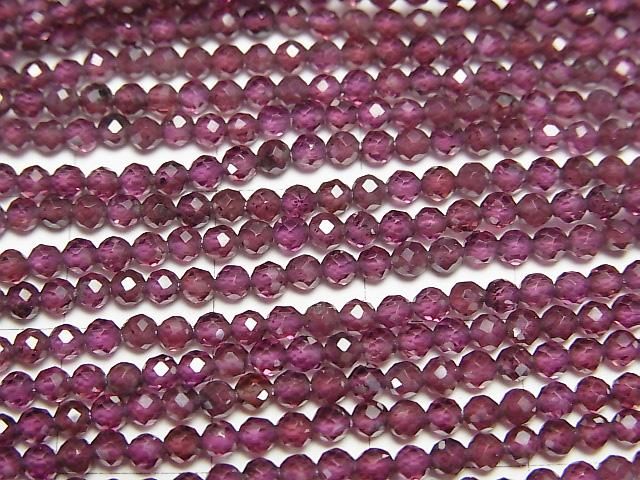 [Video] High Quality! Indian Garnet AAA Faceted Round 2mm 1-strand beads (approx. 15 inches/37 cm)