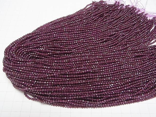 [Video] High Quality! Indian Garnet AAA Faceted Round 2mm 1-strand beads (approx. 15 inches/37 cm)
