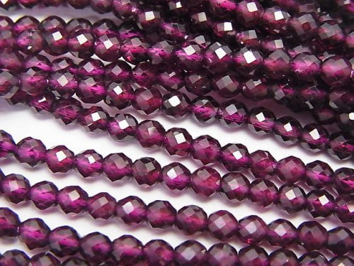 Faceted Round, Garnet Gemstone Beads