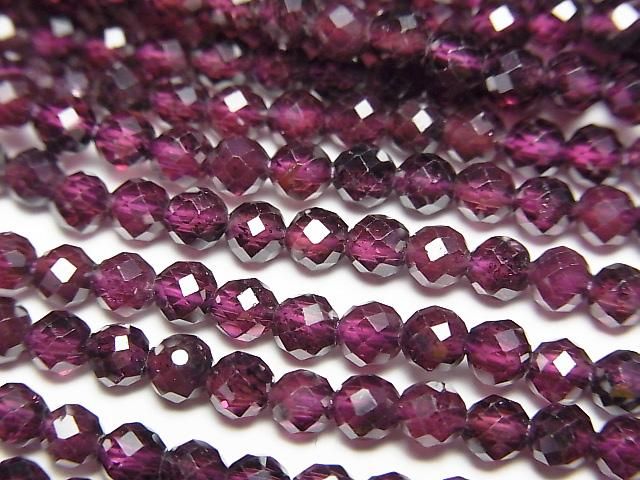 [Video]High Quality! Rhodolite Garnet AAA 32Faceted Round 4mm 1strand beads (aprx.15inch/37cm)