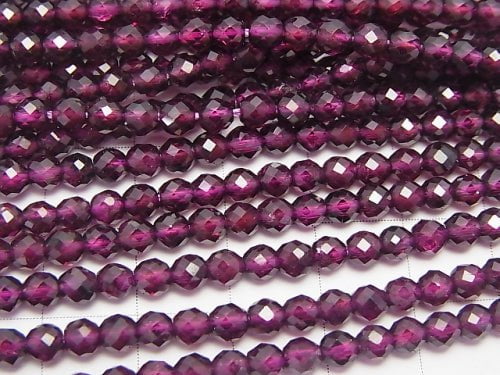 [Video] High Quality Rhodolite Garnet AAA 32 Faceted Round 4 mm 1strand beads (aprx.15 inch / 37 cm)