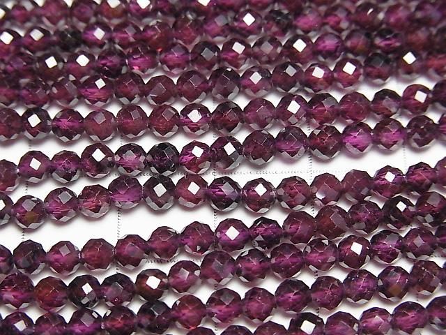 [Video]High Quality! Rhodolite Garnet AAA 32Faceted Round 4mm 1strand beads (aprx.15inch/37cm)