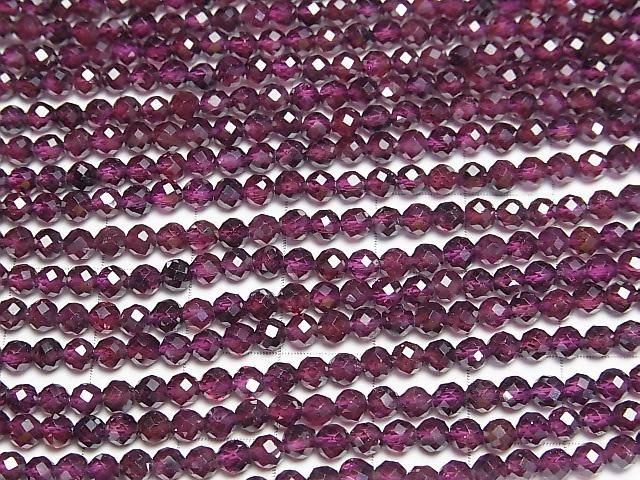 [Video]High Quality! Rhodolite Garnet AAA 32Faceted Round 4mm 1strand beads (aprx.15inch/37cm)