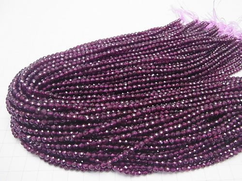 [Video] High Quality Rhodolite Garnet AAA 32 Faceted Round 4 mm 1strand beads (aprx.15 inch / 37 cm)