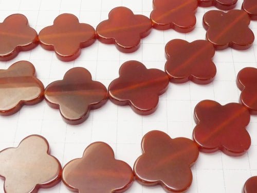 Red Agate AAA Flower Motif 25 x 25 x 4 mm half or 1 strand beads (aprx.15 inch / 38 cm)