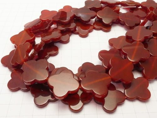 Red Agate AAA Flower Motif 25 x 25 x 4 mm half or 1 strand beads (aprx.15 inch / 38 cm)