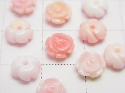 [Video] Queen Conch Shell AAA Rose 6mm [Half Drilled Hole] 2pcs