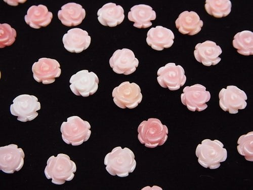 [Video] Queen Conch Shell AAA Rose 6mm [Half Drilled Hole] 2pcs