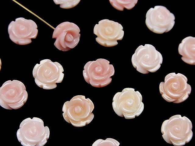 [Video] Queen Conch Shell AAA Rose 8mm [Half Drilled Hole] 2pcs