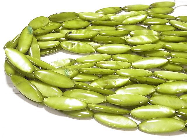 [Video] Green color Shell Marquise 30x10x4mm 1strand beads (aprx.13inch / 32cm)