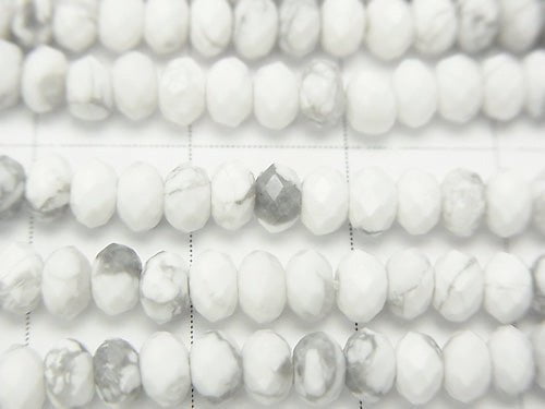 High Quality!  Howlite Magnesite  Faceted Button Rondelle 4x4x2.5mm half or 1strand beads (aprx.15inch/37cm)