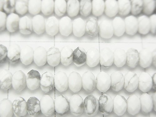 High Quality!  Howlite Magnesite  Faceted Button Roundel 4x4x2.5mm half or 1strand beads (aprx.15inch/37cm)