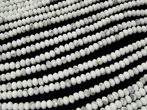 High Quality!  Howlite Magnesite  Faceted Button Roundel 4x4x2.5mm half or 1strand beads (aprx.15inch/37cm)