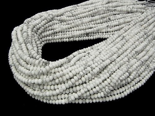 High Quality!  Howlite Magnesite  Faceted Button Roundel 4x4x2.5mm half or 1strand beads (aprx.15inch/37cm)