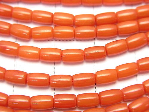 1strand $4.79 !Red  - Orange Coral (Dyed) Tube 5 x 3 x 3 mm 1strand beads (aprx.15 inch / 38 cm)