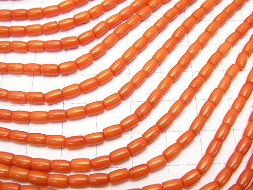 1strand $4.79 !Red  - Orange Coral (Dyed) Tube 5 x 3 x 3 mm 1strand beads (aprx.15 inch / 38 cm)