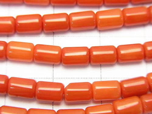 1strand $6.79!Red  - Orange Coral (Dyed) Tube 5 x 4 x 4 mm 1strand beads (aprx.15 inch / 38 cm)