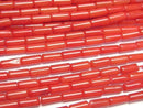 [Video] Red Coral (Dyed) Tube 7x3x3mm 1strand beads (approx. 15 inches/37 cm)